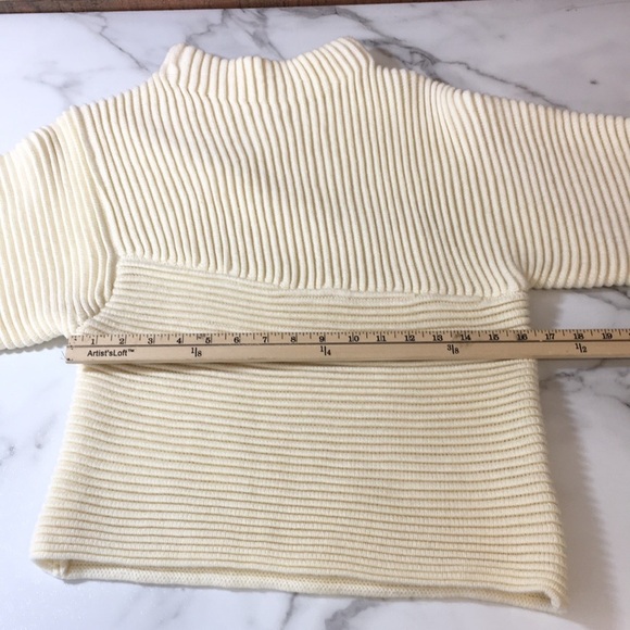 3/$20 JOA Cream Ribbed Knit Half Sleeve Sweater Top Womens XS Mock Neck - Picture 8 of 11